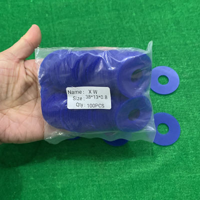 38 x 15 x 0.8mmの平らなゴム製吸盤の青い色度標準は形を大きさで分類する